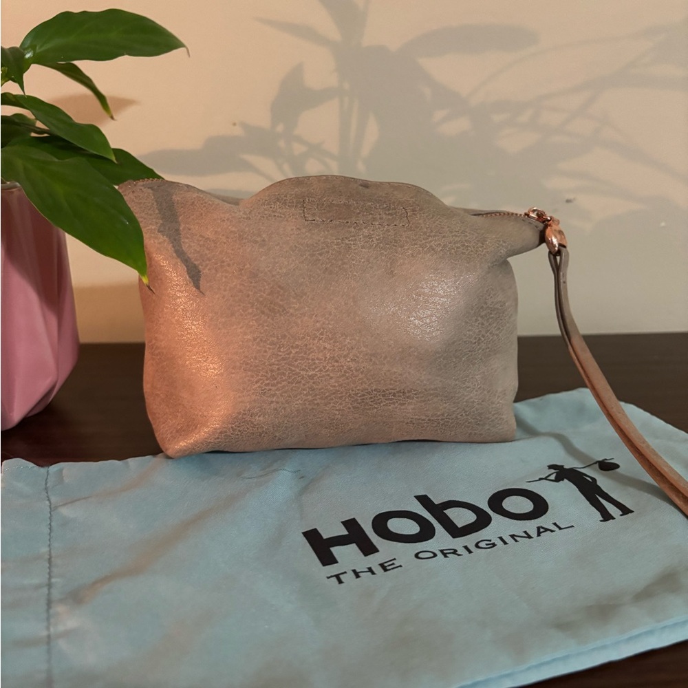 Hobo Genuine Leather Wristlet with Rose Gold Accents